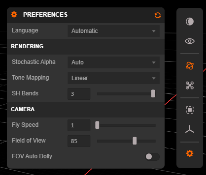 The Preferences popup