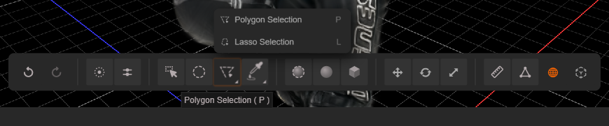 Polygon / Lassoポップアップを開いた下ツールバー